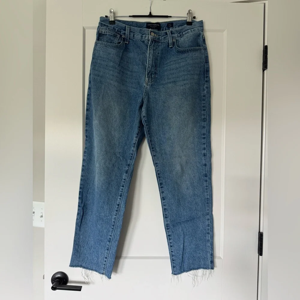 Lucky Brand Blue Ankle Jeans Raw Edge Size 12 - Picture 1 of 5